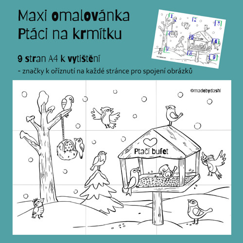 Zimní maxiomalovánka - Ptačí bufet