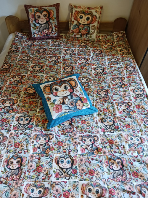 Patchworková deka s opičkou — foto 1