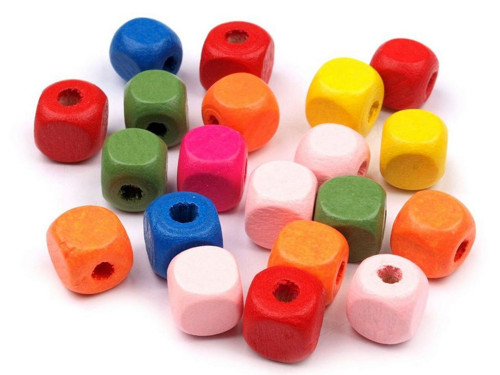 Dřevěné korálky kostka 10x10 mm (25ks)