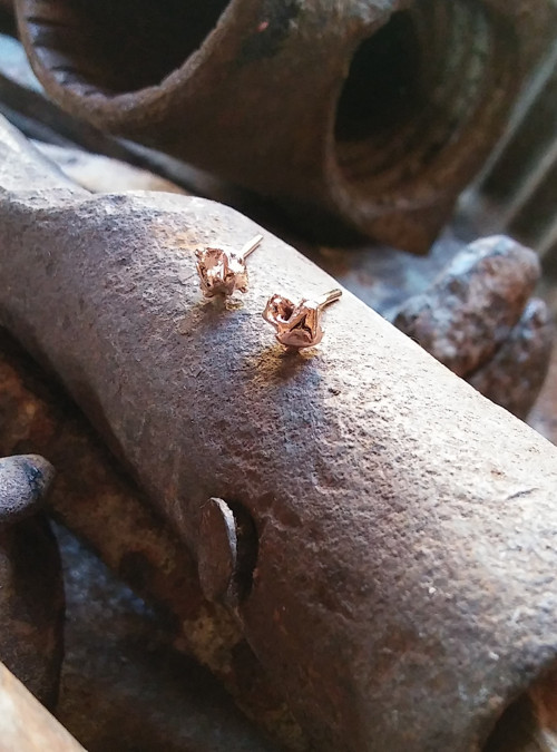 Náušnice mini Nugety, ružové Au,14K, na objednávku