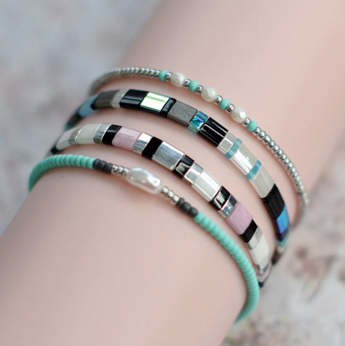 Sada 4 náramků Miyuki v boho stylu