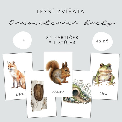 Demonstrační kartičky - lesní zvířata (PDF - tisk)