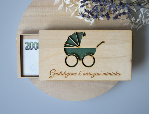 Kazeta na peníze k narození miminka tm.zelená