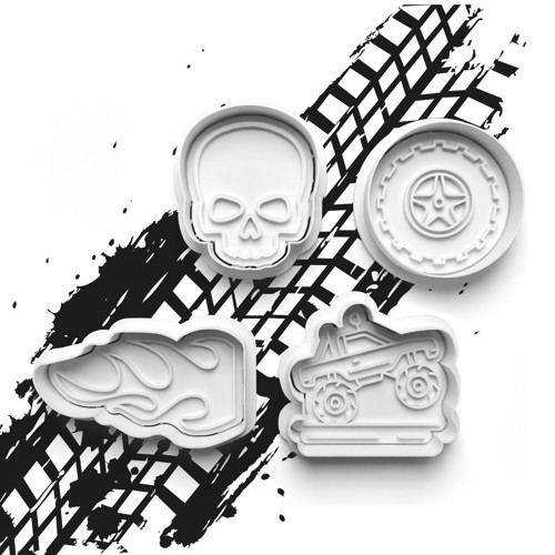 Dvoudílná vykrajovátka - monster truck 4 ks