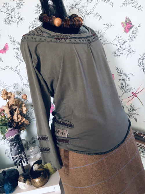 Boho top halenka olivová — foto 1