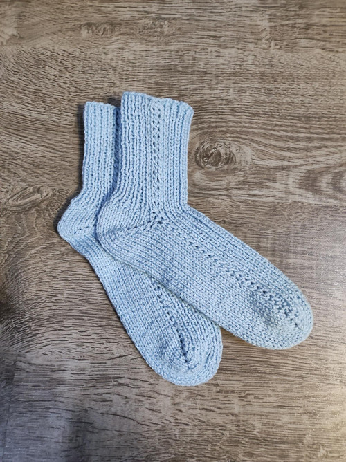 Ručně pletené světle modré ponožky vel.38-40