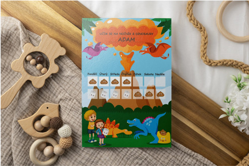 Motivační tabulka Učím se na záchod s dinosaury