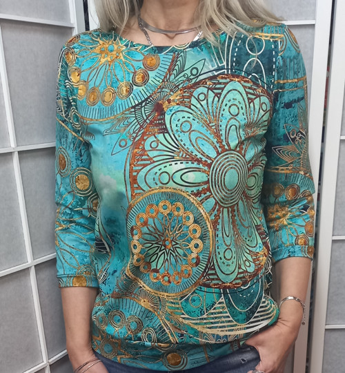 TRIČKO Smaragd mandala 3/4 rukáv — foto 1