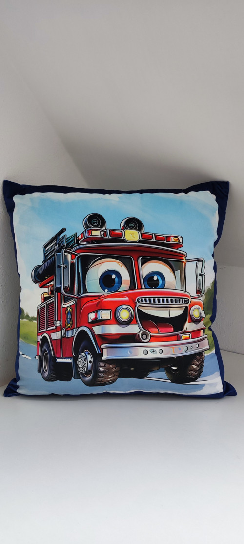 Velurový polštářek hasičské auto.