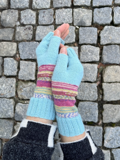 Rukavice bezprstové Ručně pletené Vlna + Alpaca