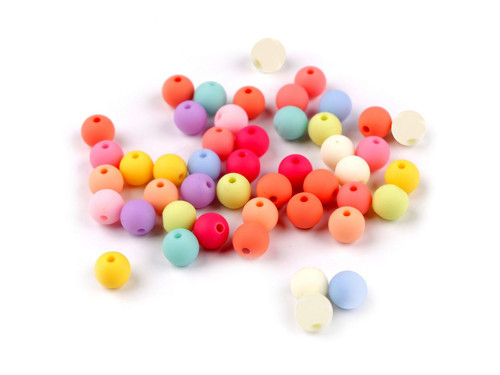 Plastové matné korálky 10 mm (20g) - mix