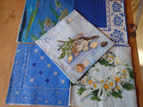 Ubrousky na decoupage - modrá sada