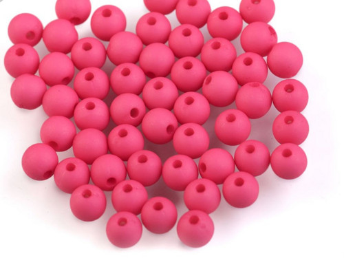 Plastové matné korálky 6 mm (100ks) - růžová tm.