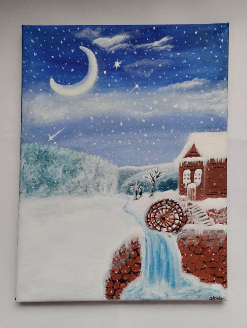 Zimní Noc & Vodní Mlýn / Winter Night & Water Mill