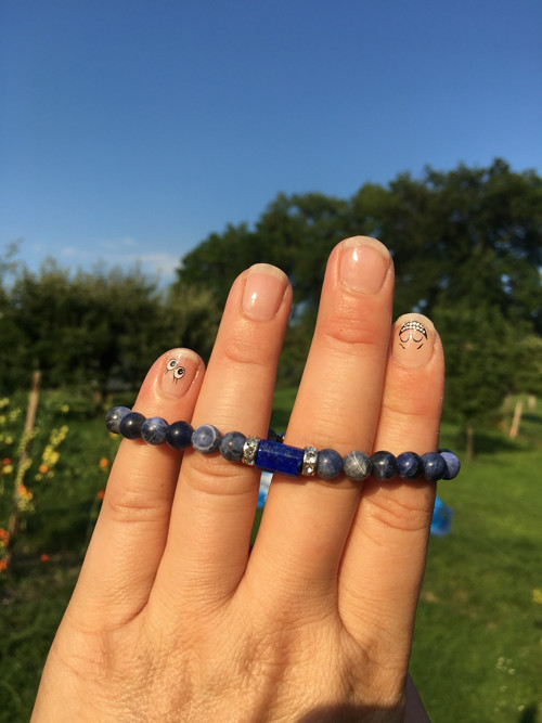 Náramek sodalit 6mm a lapis-lazuli ocel