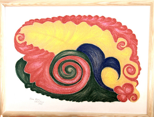 Autorský meditační obraz Lastura, suchý pastel