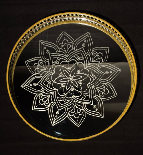 Podnos se zrcadlovým dnem - mandala II. s vadou