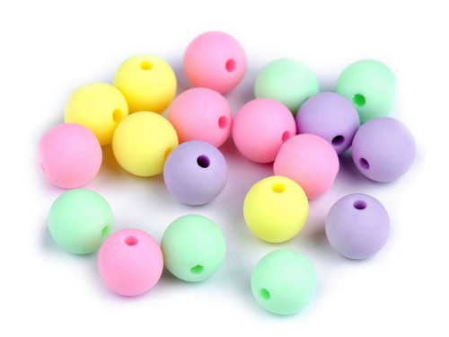 Plastové matné korálky 10 mm (18ks) - mix