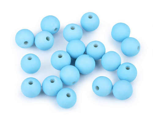 Plastové matné korálky 10 mm (20ks) - modrá sv.