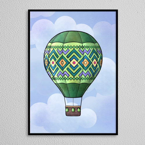 Teplovzdušný balón ornamentový - zelenáč