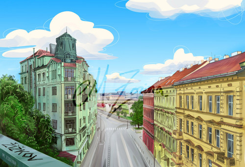 Obrázek A3. Klidné ráno na Žižkově.
