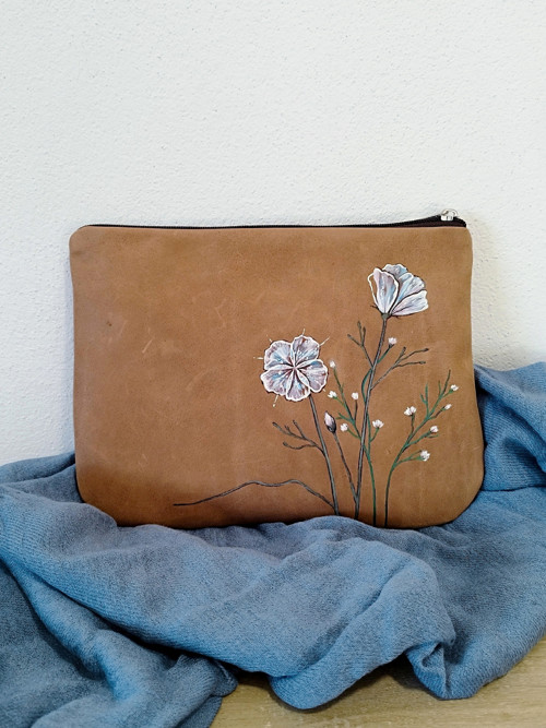 Taštička kožená 25x18cm "Éterické kvety"