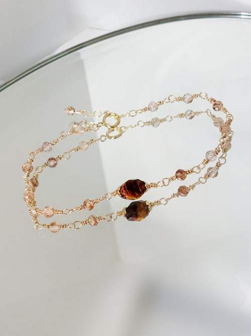 "TAI" GOLD FILLED tygří oko a rutil v křišťálu