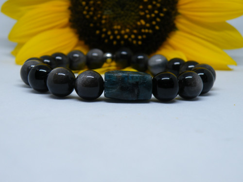 Minerální náramek apatit 16x12mm obsidián 12mm