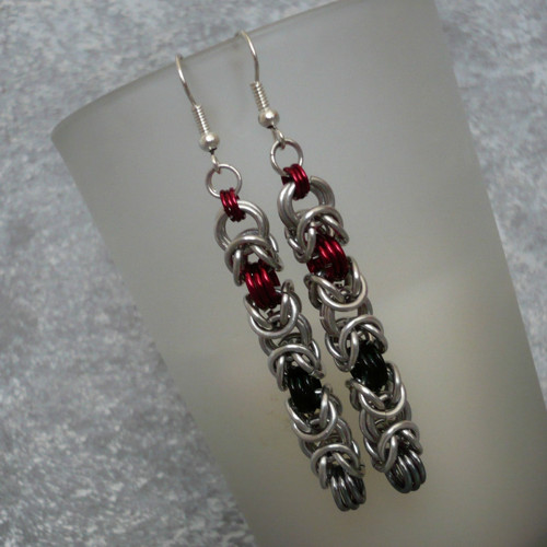 Náušnice Byzantine red & black & ice
