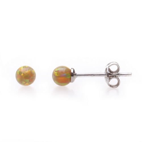 Stříbrné náušnice s opály, puzety, zlaté 4mm, 925