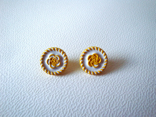 Plastové knoflíky květ 17 mm (3ks) - žlutá