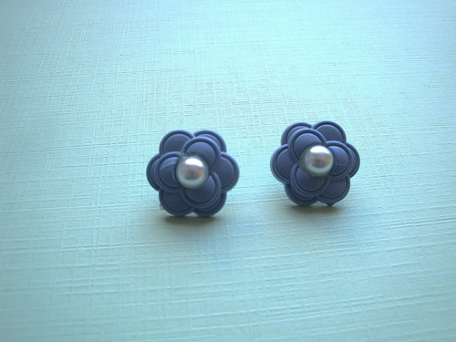 Plastové knoflíky květ 17 mm (2ks) - modrá