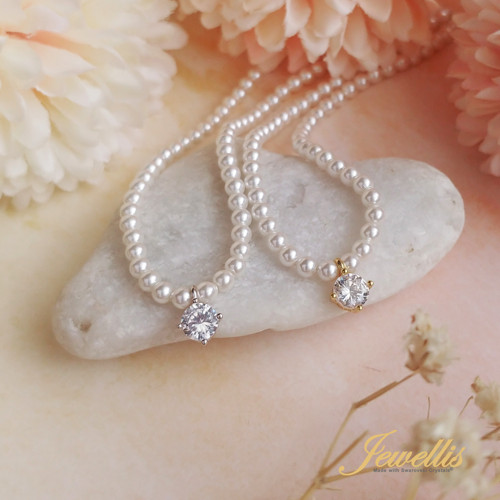 AG náhrdelník perly Swarovski se zirkon.přívěskem