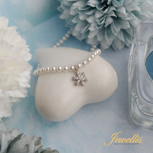 AG náhrdelník perly Swarovski s přívěskem vločky