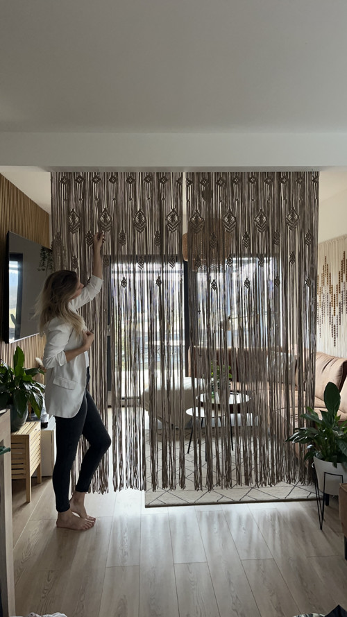 Macrame závěs 90x250cm písková