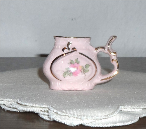 Růžový porcelán, lázeňské PÍTKO, zlacené
