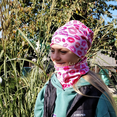 Oboustranná homeless čepice+nákrčník PUSINKY