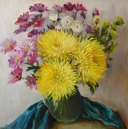 Olejomalba "Сhryzantémy".