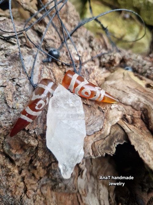 Boho náhrdelník s křemenem, karneolem — foto 1