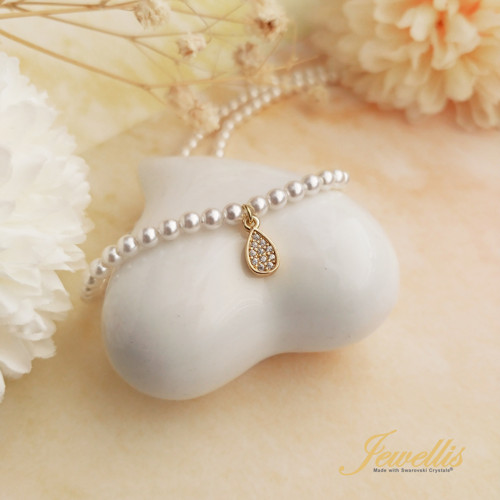 AG náhrdelník perly Swarovski s přívěskem kapka