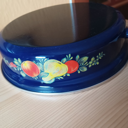 Krásná smaltovaná pánev s ovocem průměr 25 cm