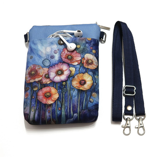 BAREVNÉ VLČÍ MÁKY - taštička crossbody na mobil