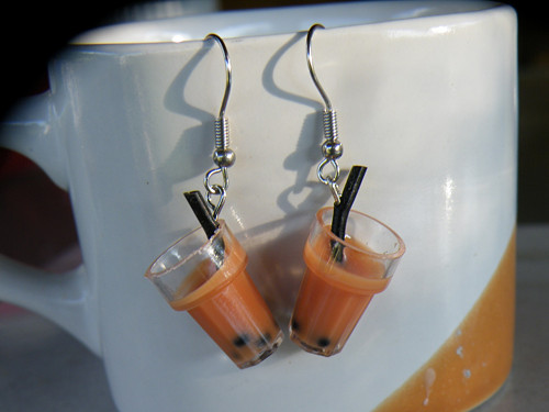 Náušnice ocel * drink - hnědé tmavší