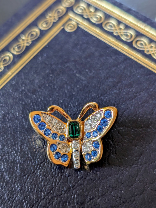 Vintage brož, motýlek, zn. Swarovski.