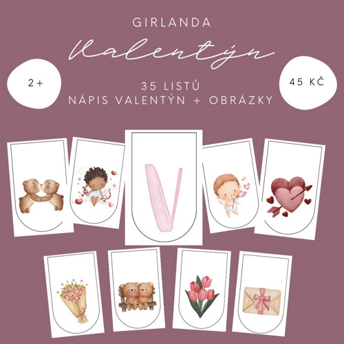 Girlanda - Valentýn (PDF - tisk) — foto 1