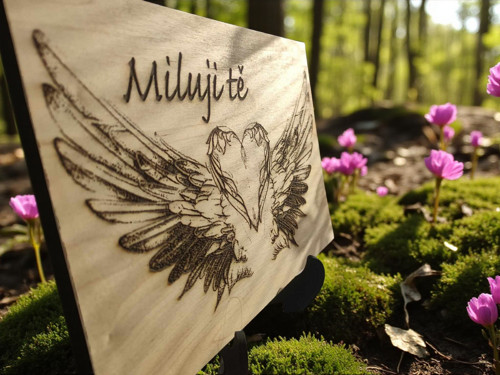 Srdce s křídly Miluji tě + stojan — foto 1
