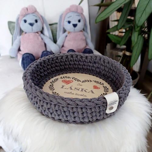 Háčkovaný košíček Vyznání mé lásce 20cm