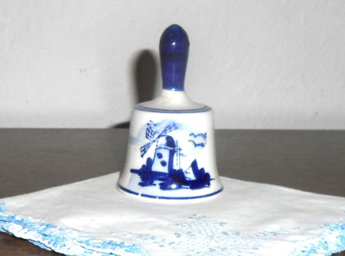 Porcelánový ZVONEK, delftská modř, ruční malba