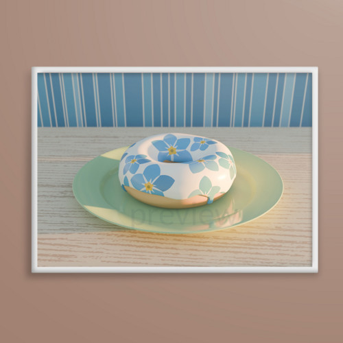 Donut při západu floral grafika poměnky