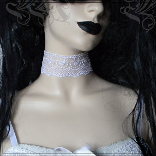 Gotický bílý obojek-choker